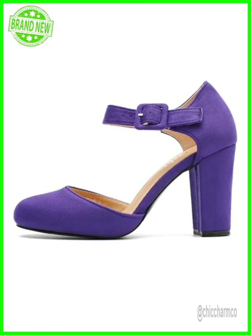Chunky Block Heel Mary Jane Pumps with Ankle Strap 3.54 Inch Dress Shoes